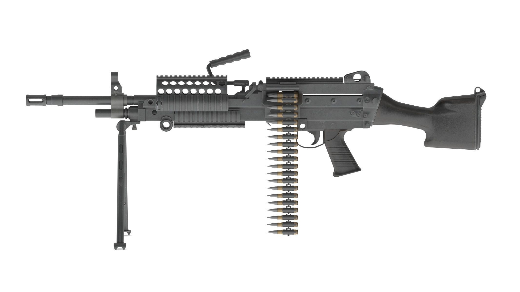 Mk 48 Machine Gun Low Poly Low-poly 3D model_4