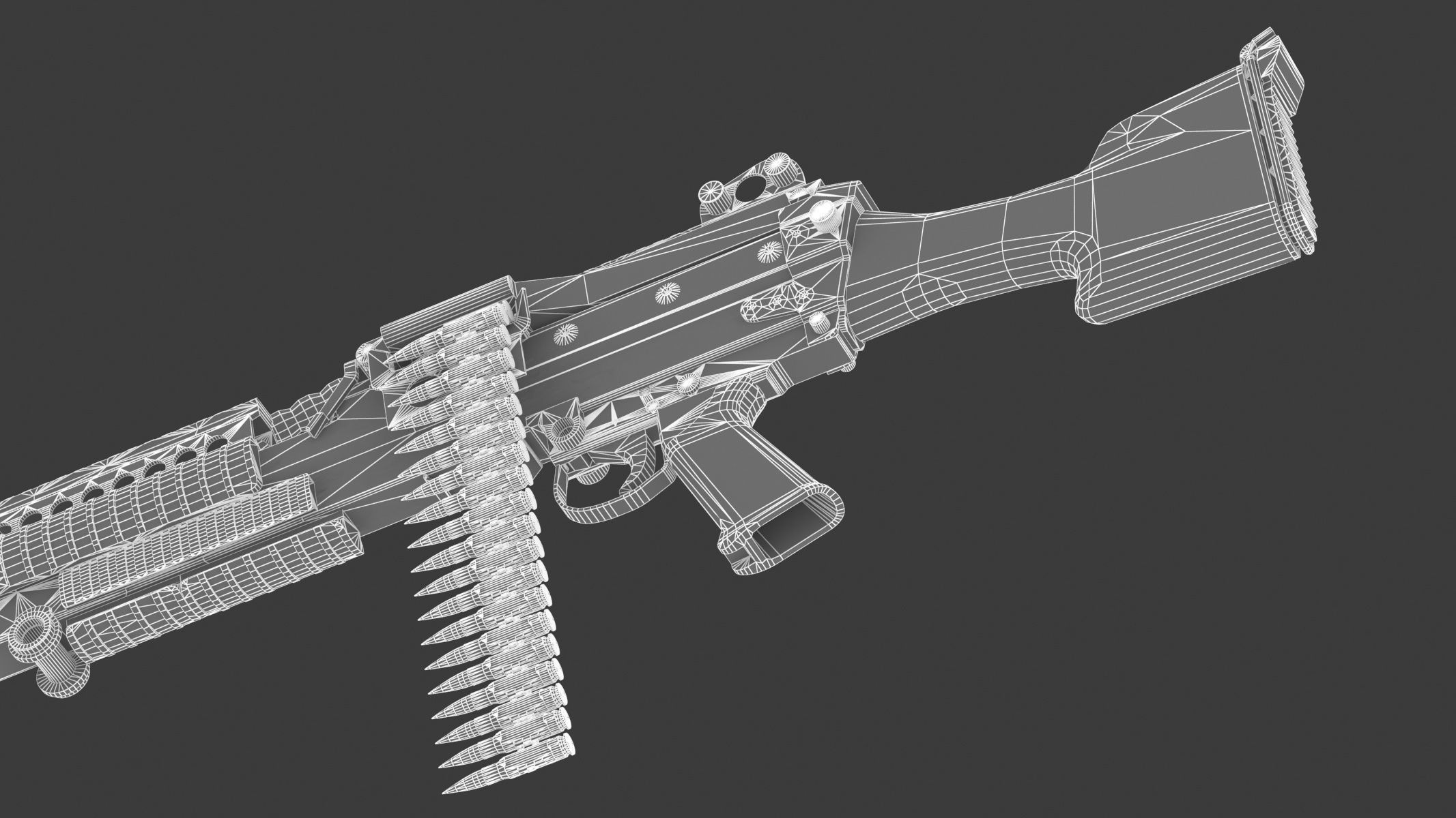 Mk 48 Machine Gun Low Poly Low-poly 3D model_34