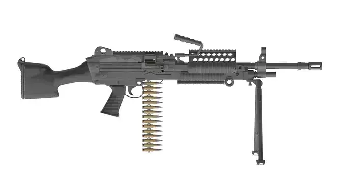 Mk 48 Machine Gun Low Poly Low-poly 3D model