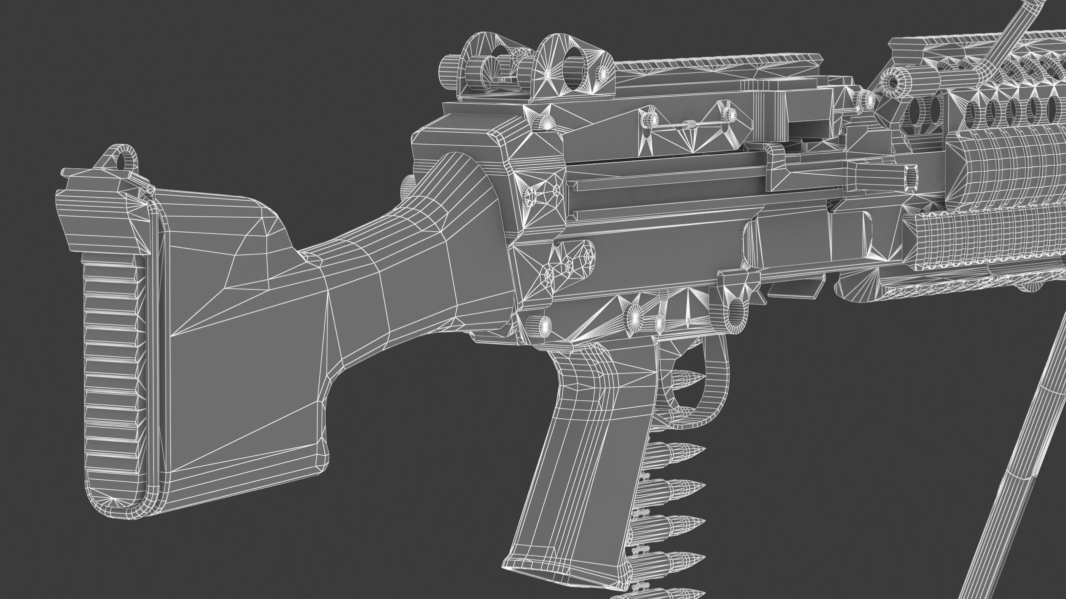 Mk 48 Machine Gun Low Poly Low-poly 3D model_35