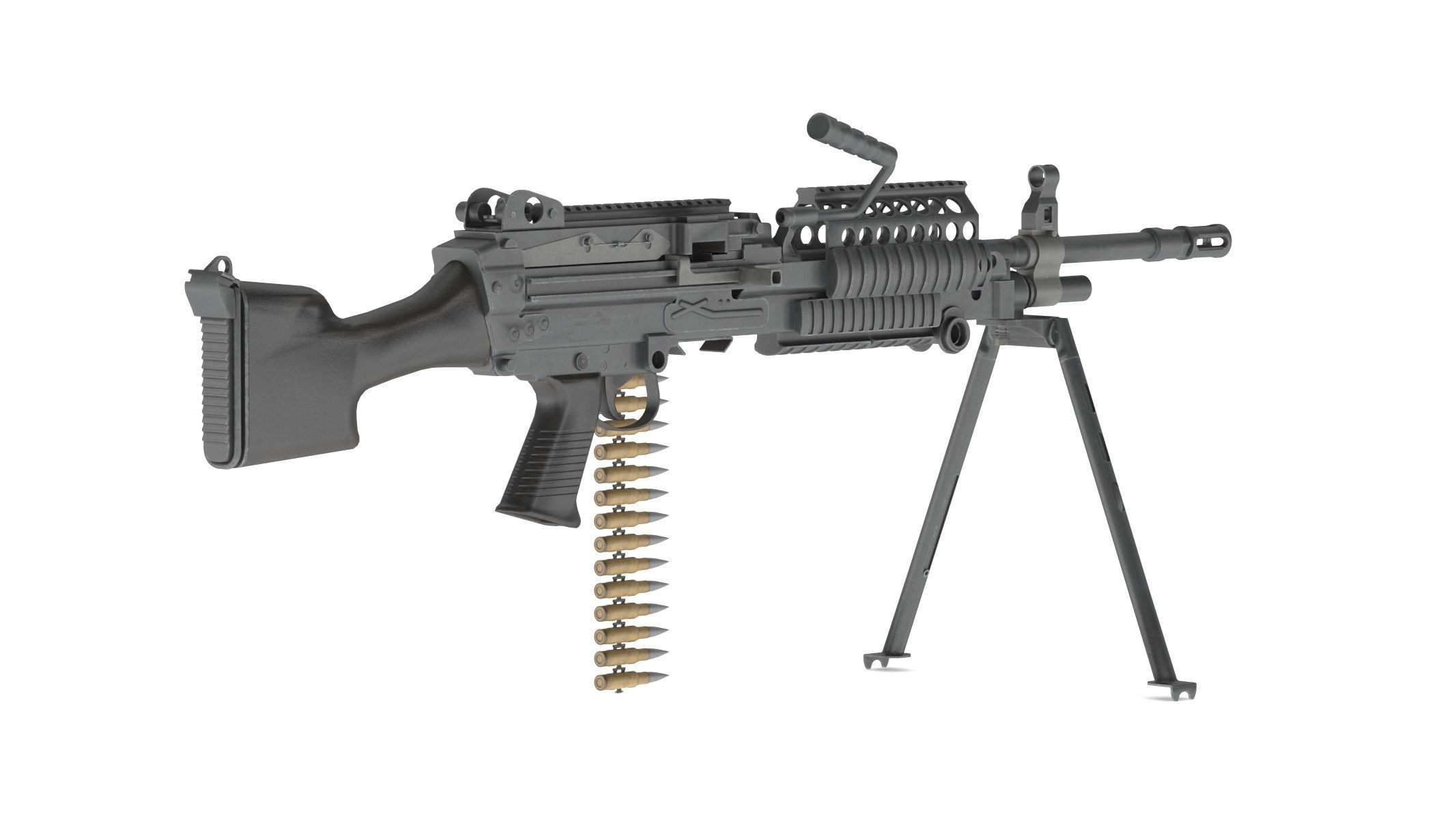Mk 48 Machine Gun Low Poly Low-poly 3D model_1