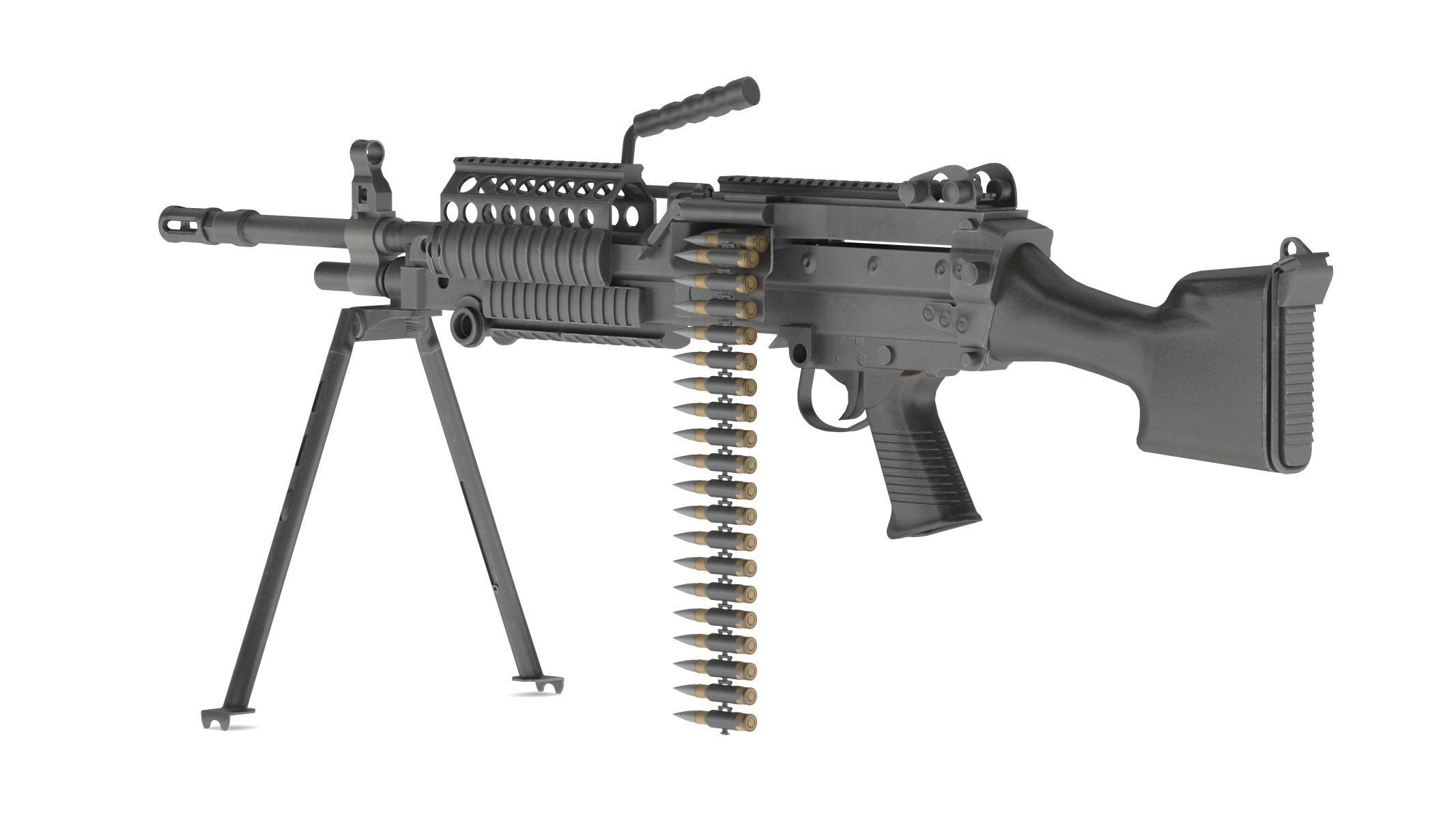 Mk 48 Machine Gun Low Poly Low-poly 3D model_3