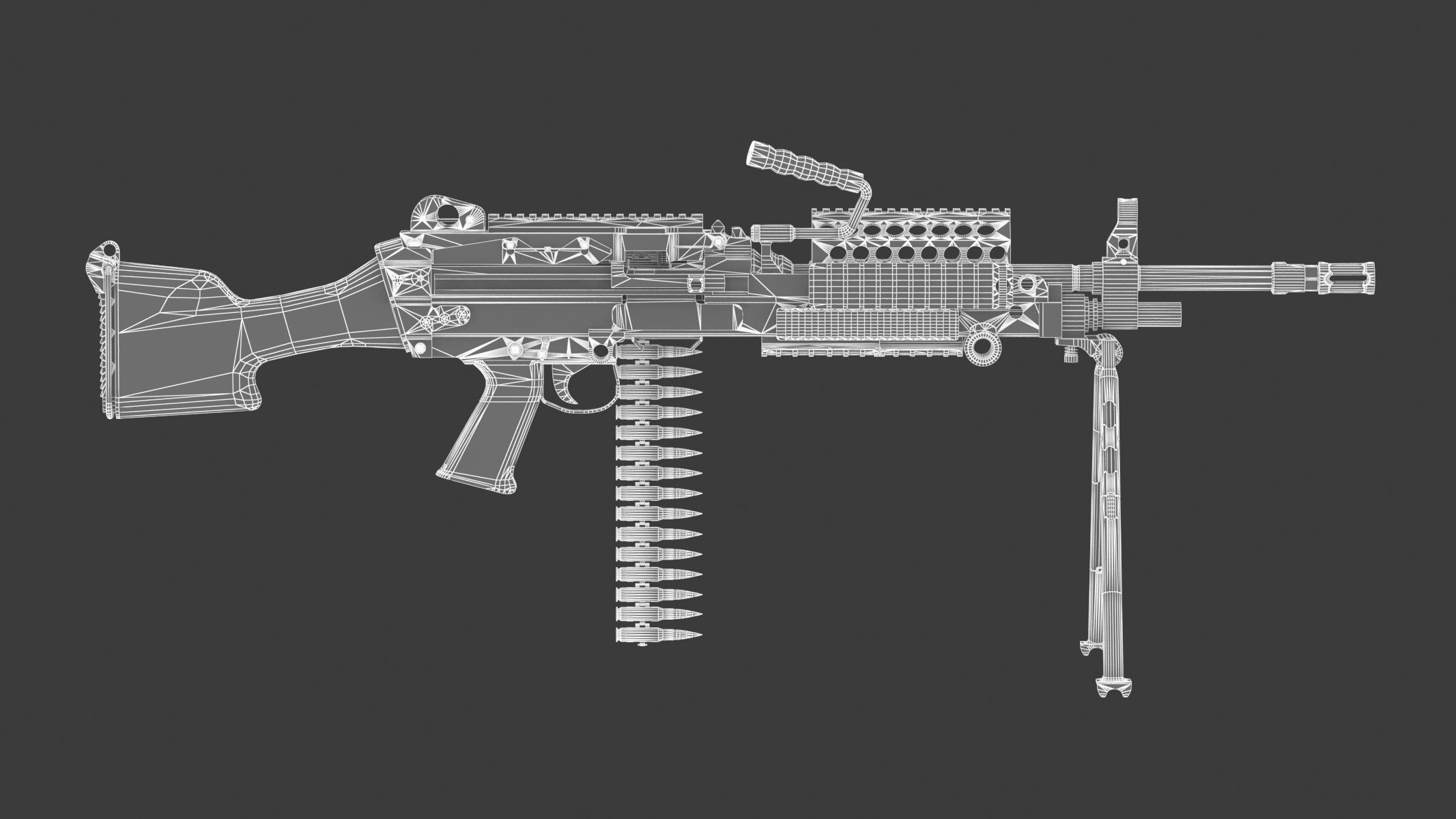Mk 48 Machine Gun Low Poly Low-poly 3D model_20