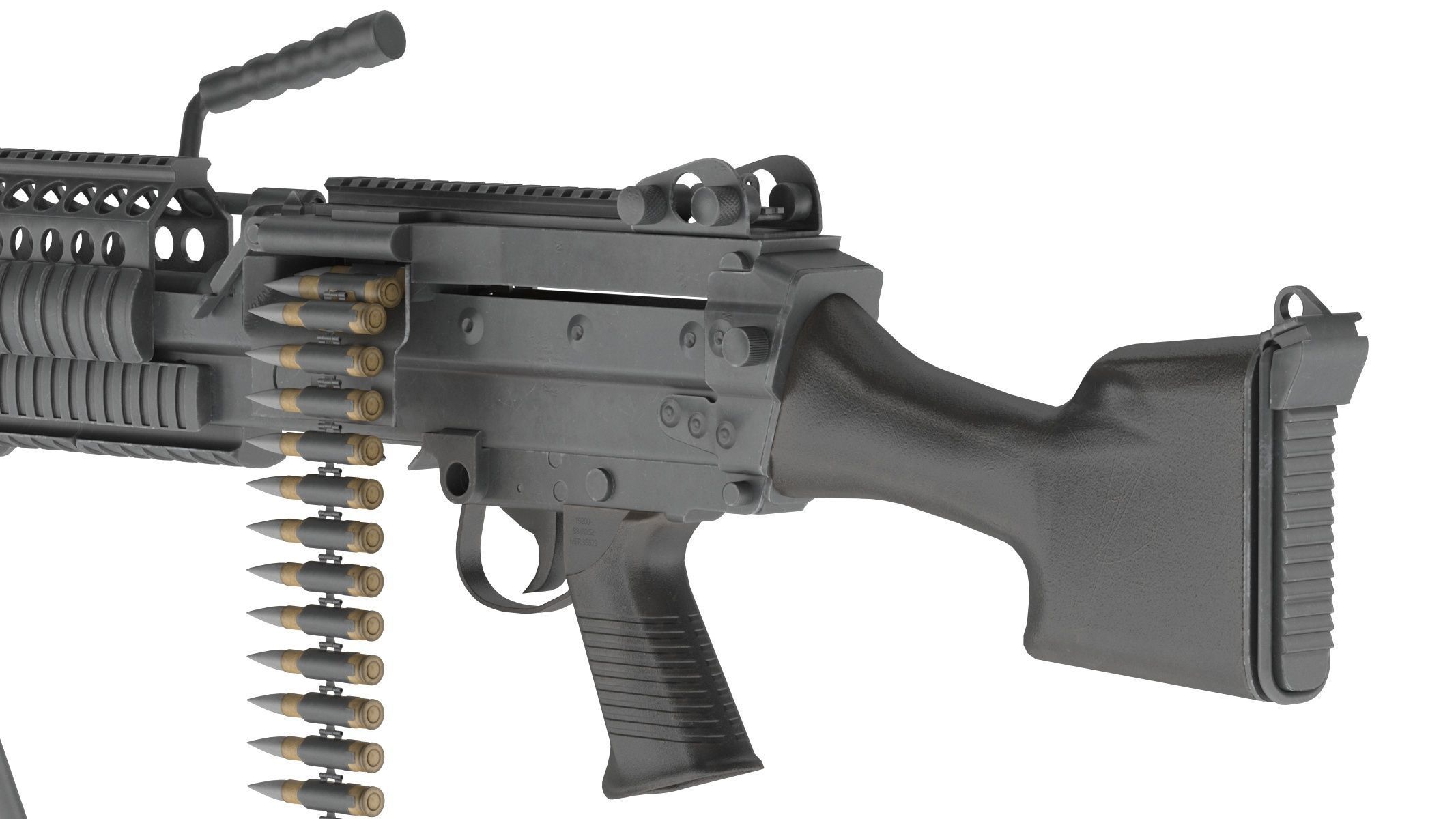 Mk 48 Machine Gun Low Poly Low-poly 3D model_11