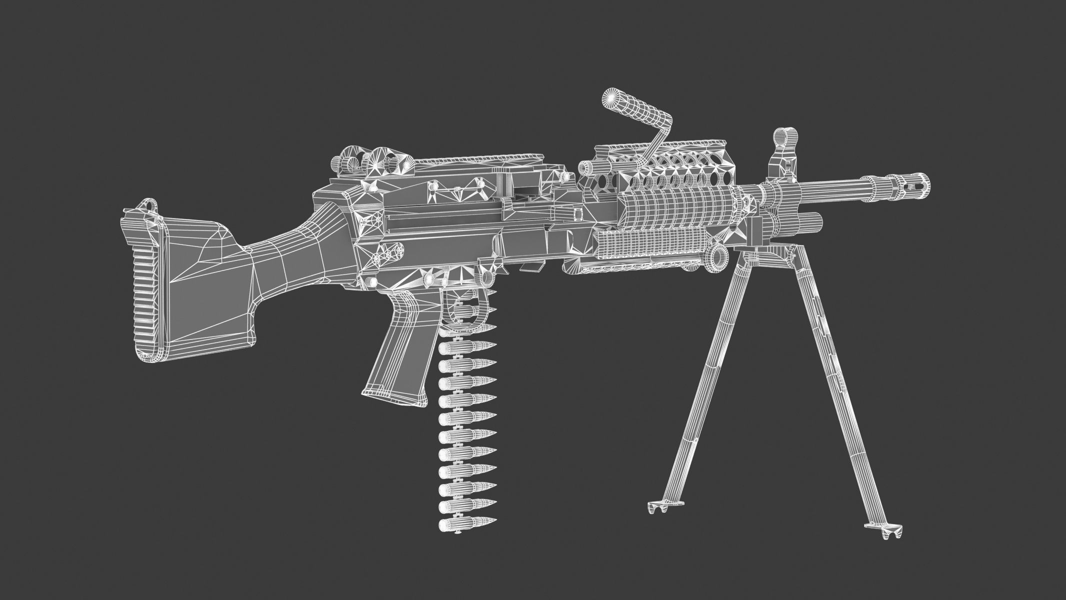 Mk 48 Machine Gun Low Poly Low-poly 3D model_21