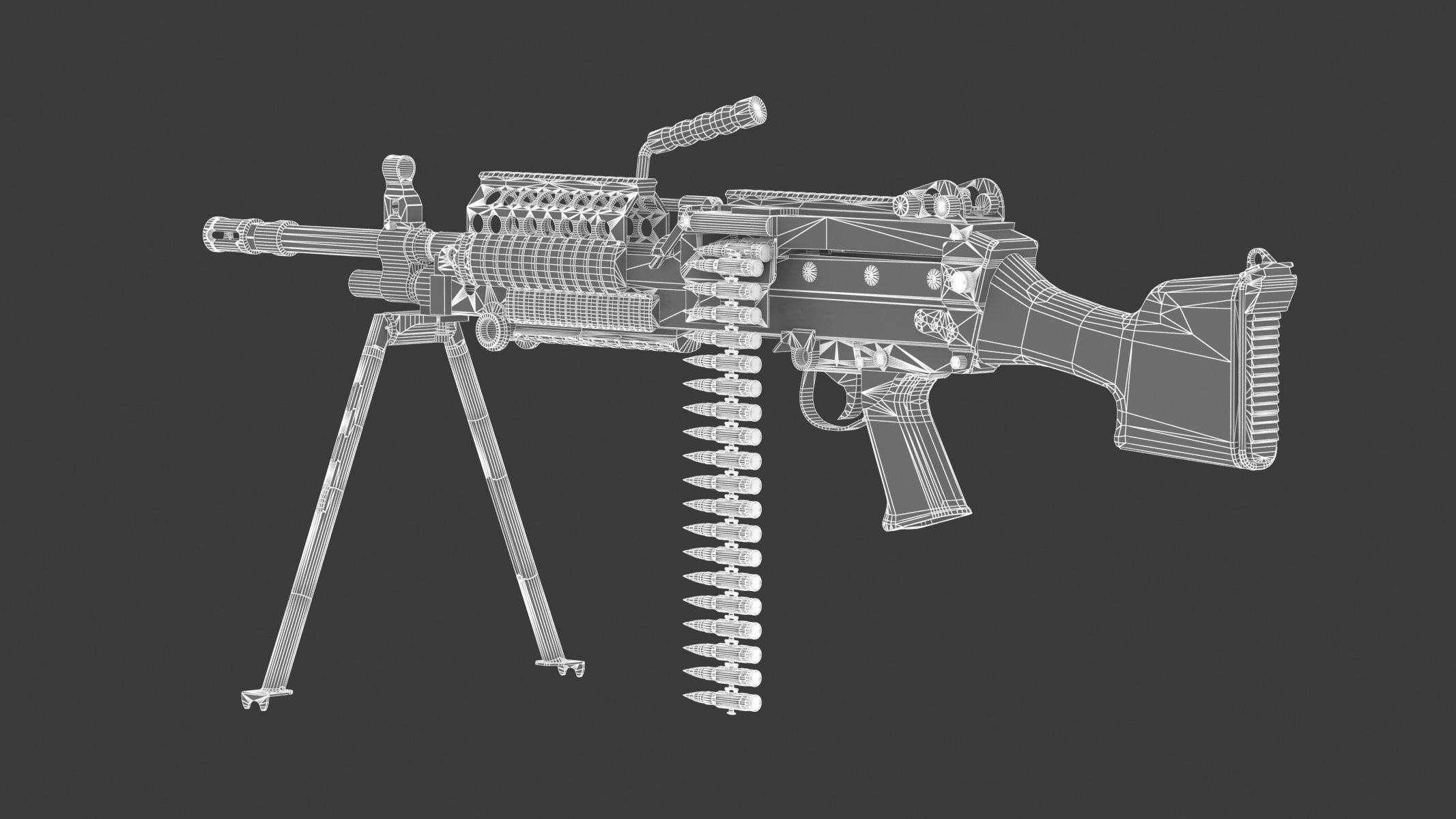 Mk 48 Machine Gun Low Poly Low-poly 3D model_23