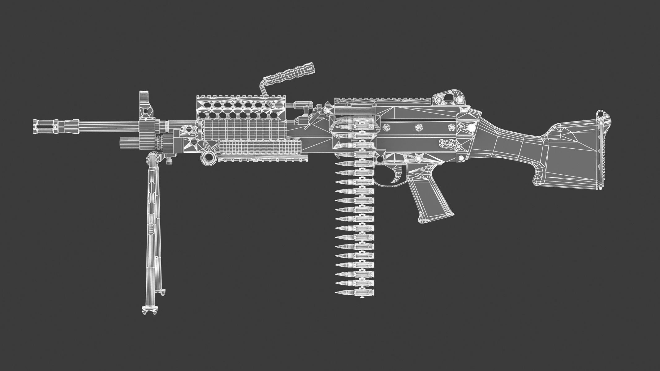 Mk 48 Machine Gun Low Poly Low-poly 3D model_24