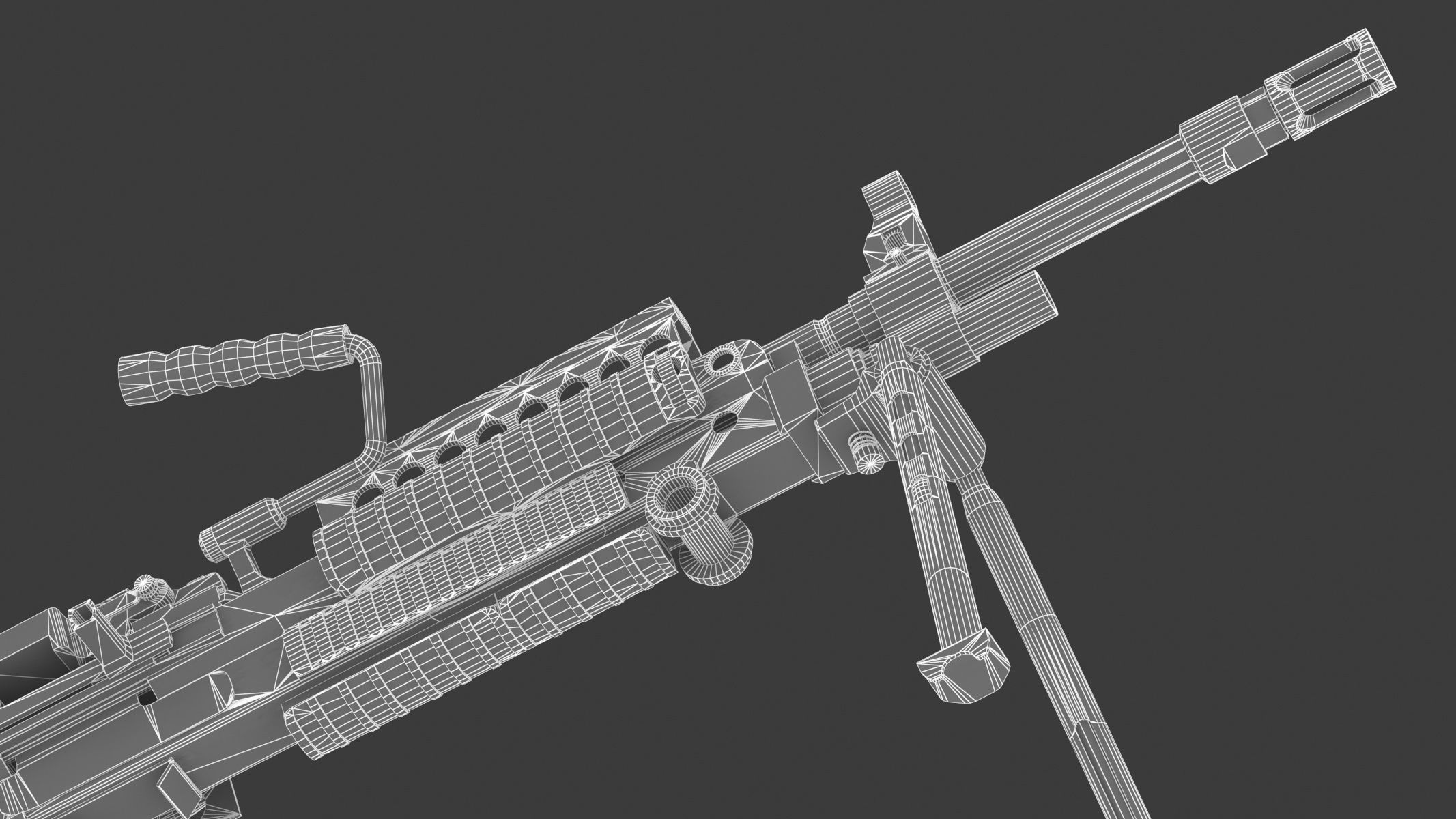Mk 48 Machine Gun Low Poly Low-poly 3D model_36