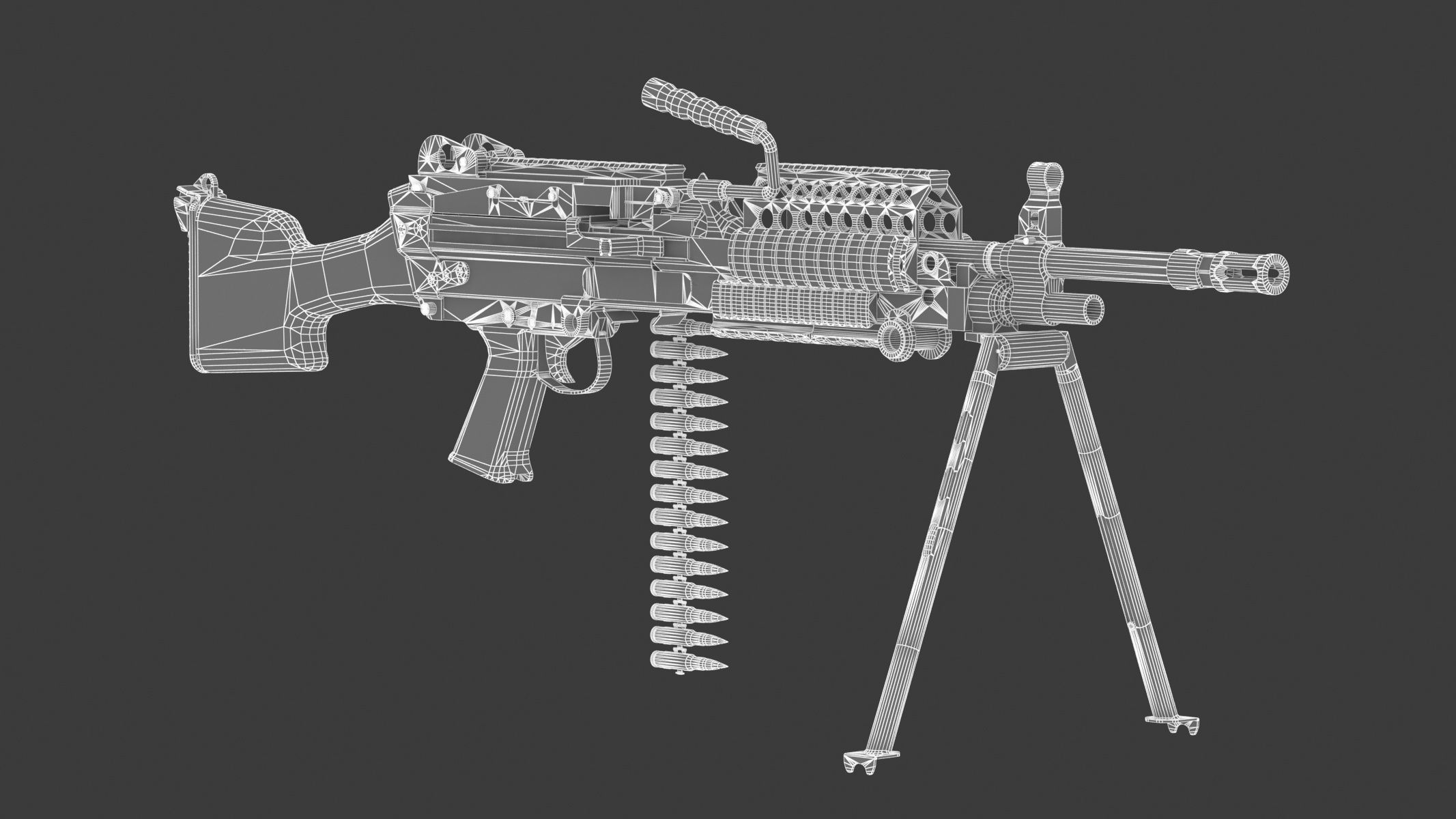 Mk 48 Machine Gun Low Poly Low-poly 3D model_27