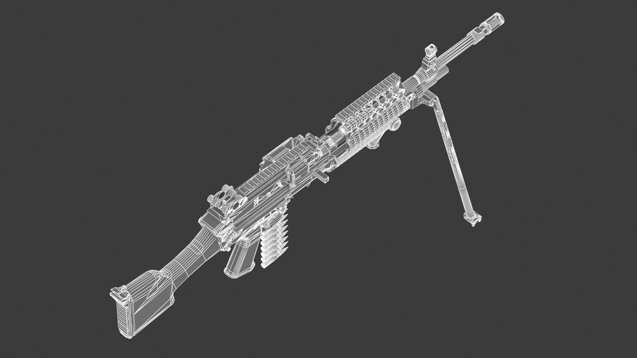 Mk 48 Machine Gun Low Poly Low-poly 3D model_28