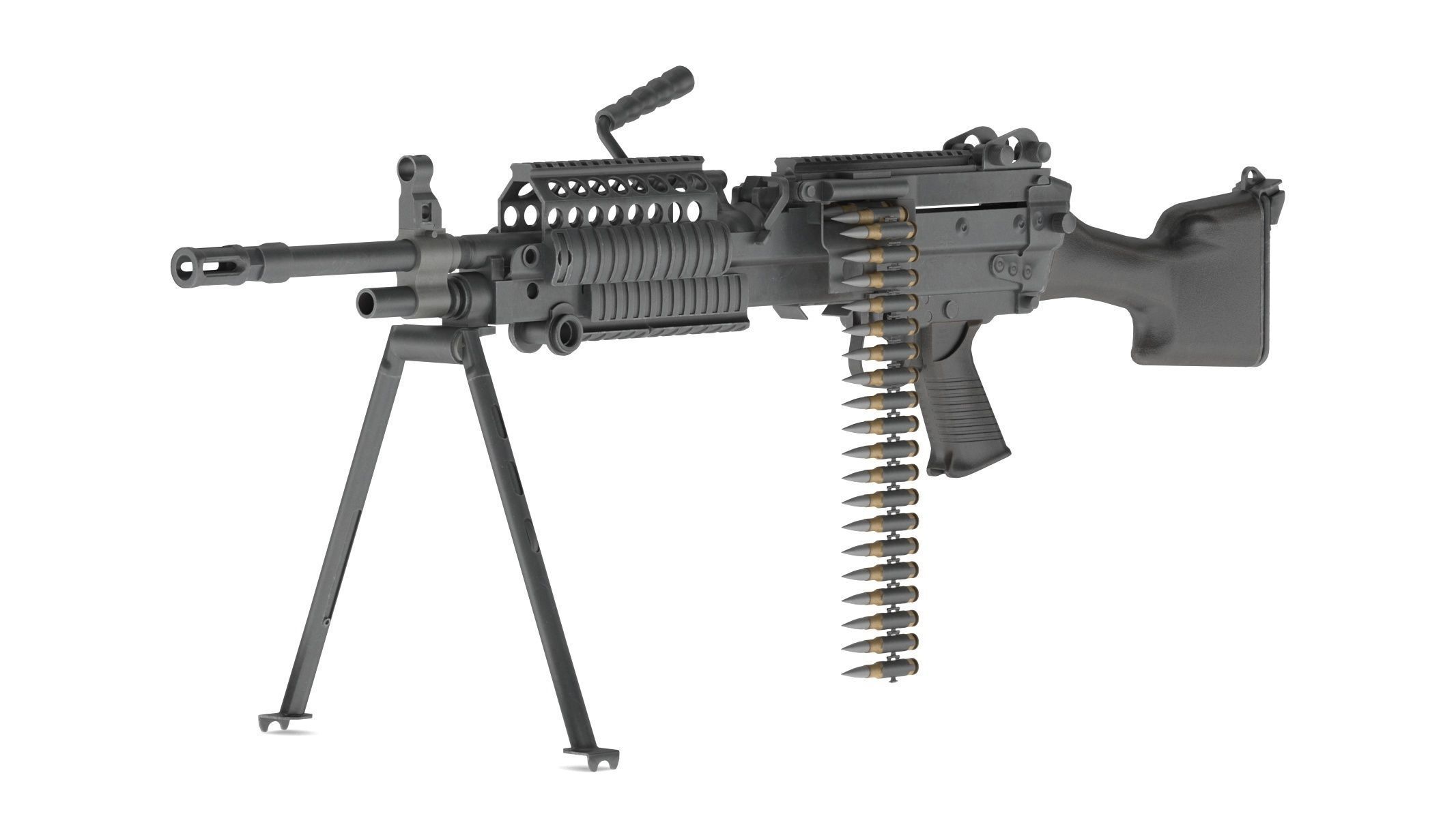 Mk 48 Machine Gun Low Poly Low-poly 3D model_5