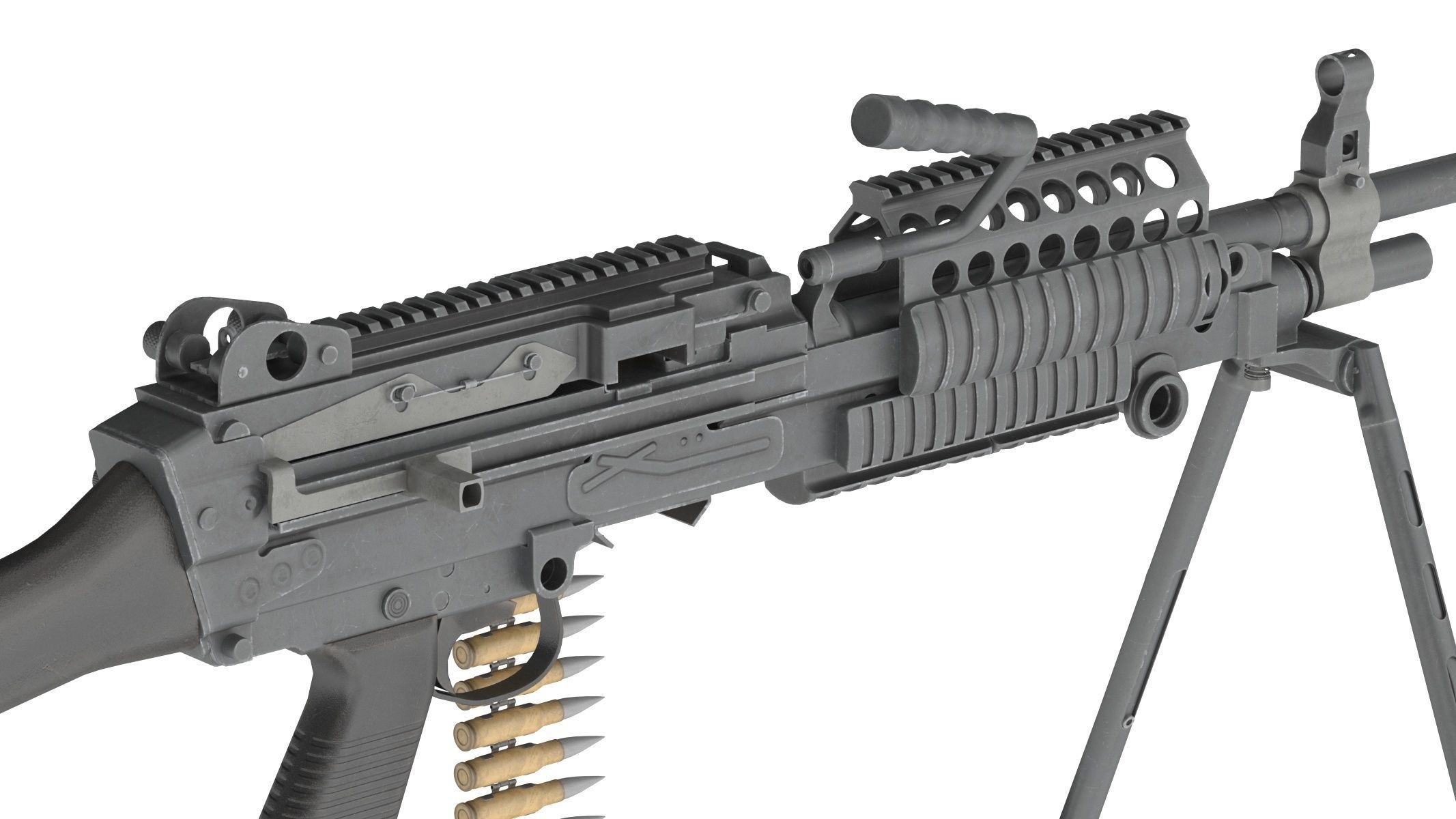 Mk 48 Machine Gun Low Poly Low-poly 3D model_18