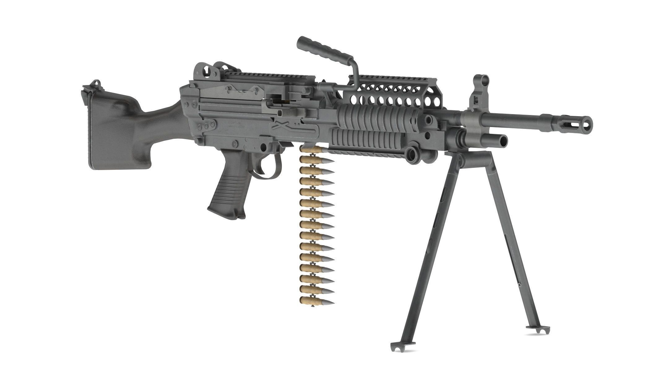 Mk 48 Machine Gun Low Poly Low-poly 3D model_7