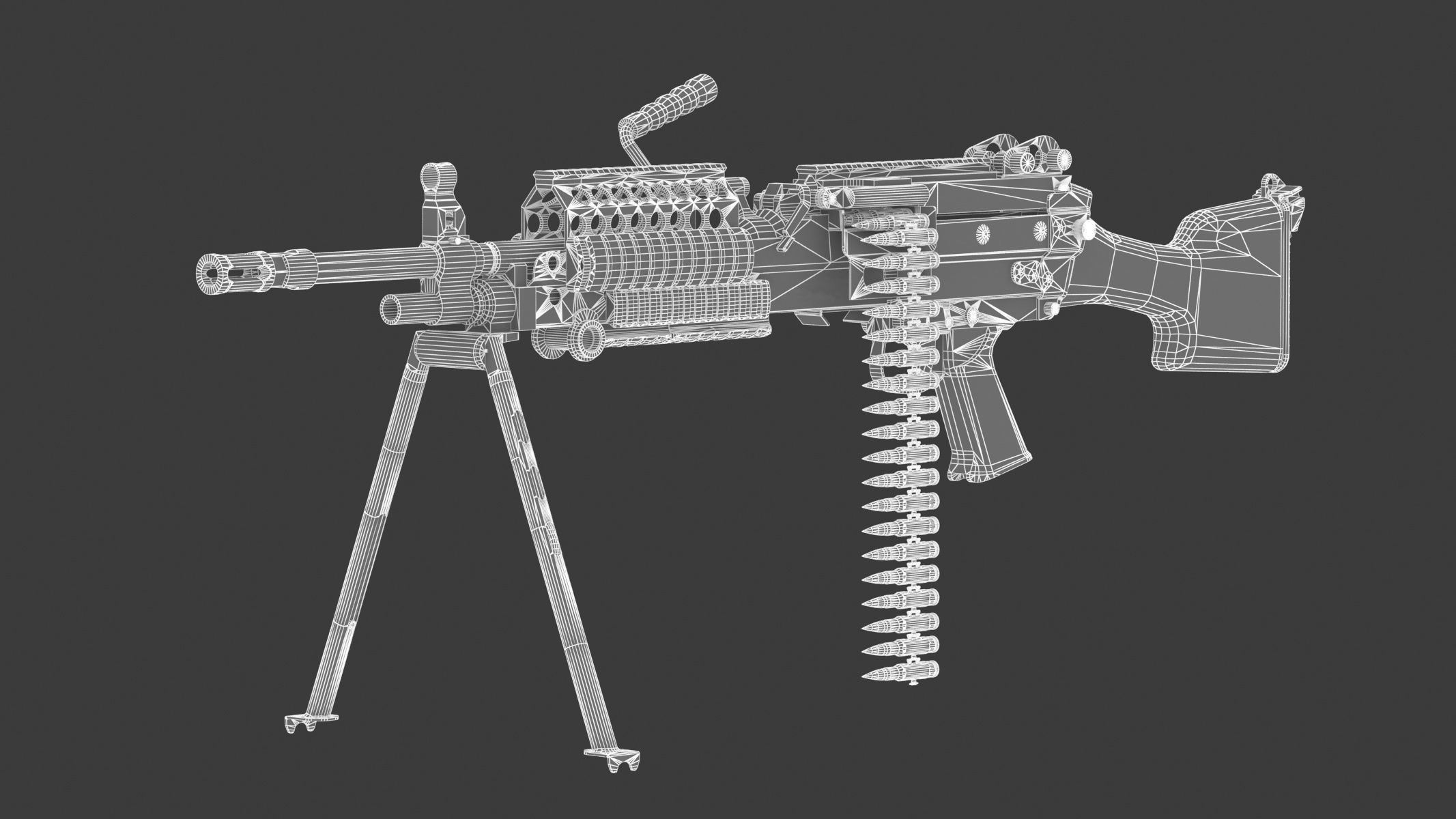 Mk 48 Machine Gun Low Poly Low-poly 3D model_25