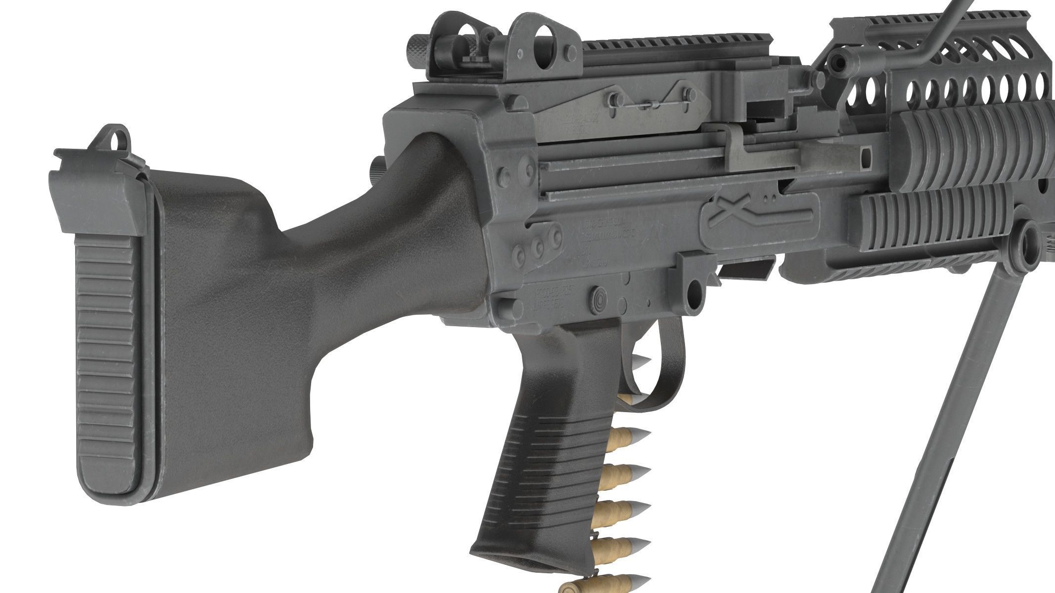 Mk 48 Machine Gun Low Poly Low-poly 3D model_15