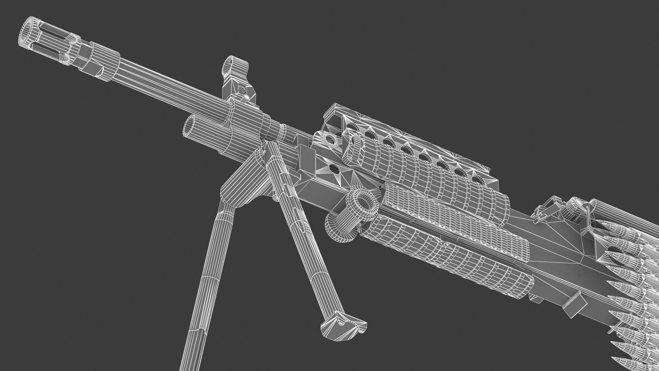 Mk 48 Machine Gun Low Poly Low-poly 3D model_33