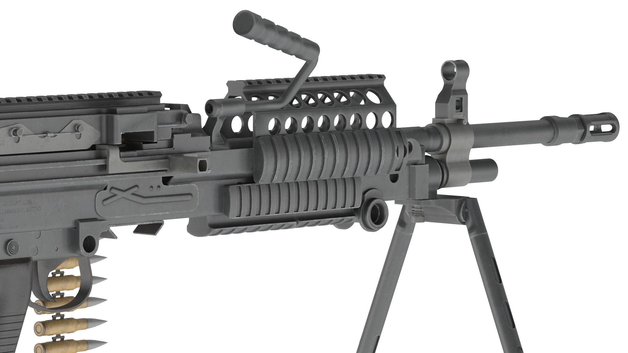Mk 48 Machine Gun Low Poly Low-poly 3D model_10
