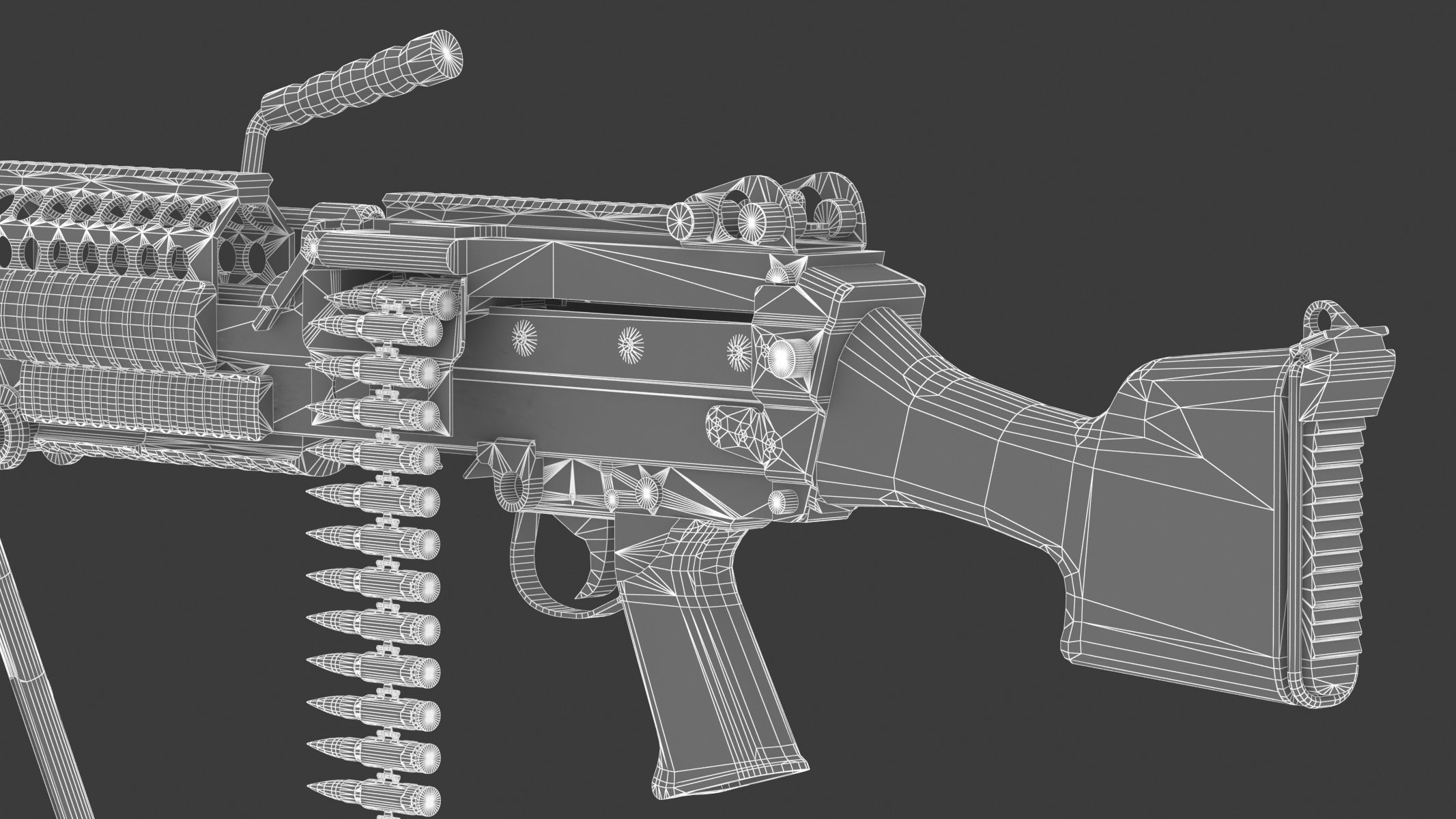 Mk 48 Machine Gun Low Poly Low-poly 3D model_31
