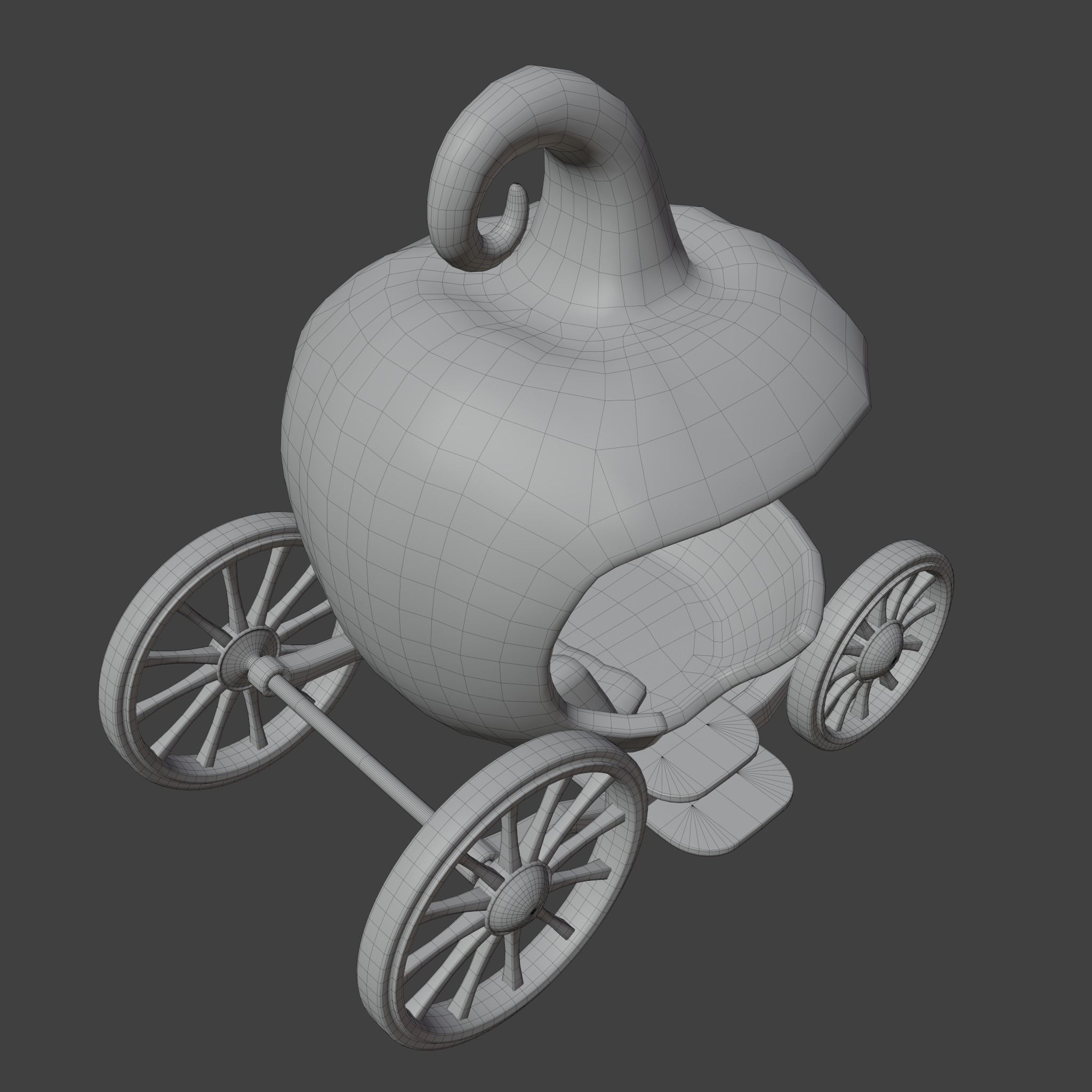 Pumpkin Barouche Low-poly 3D model_6