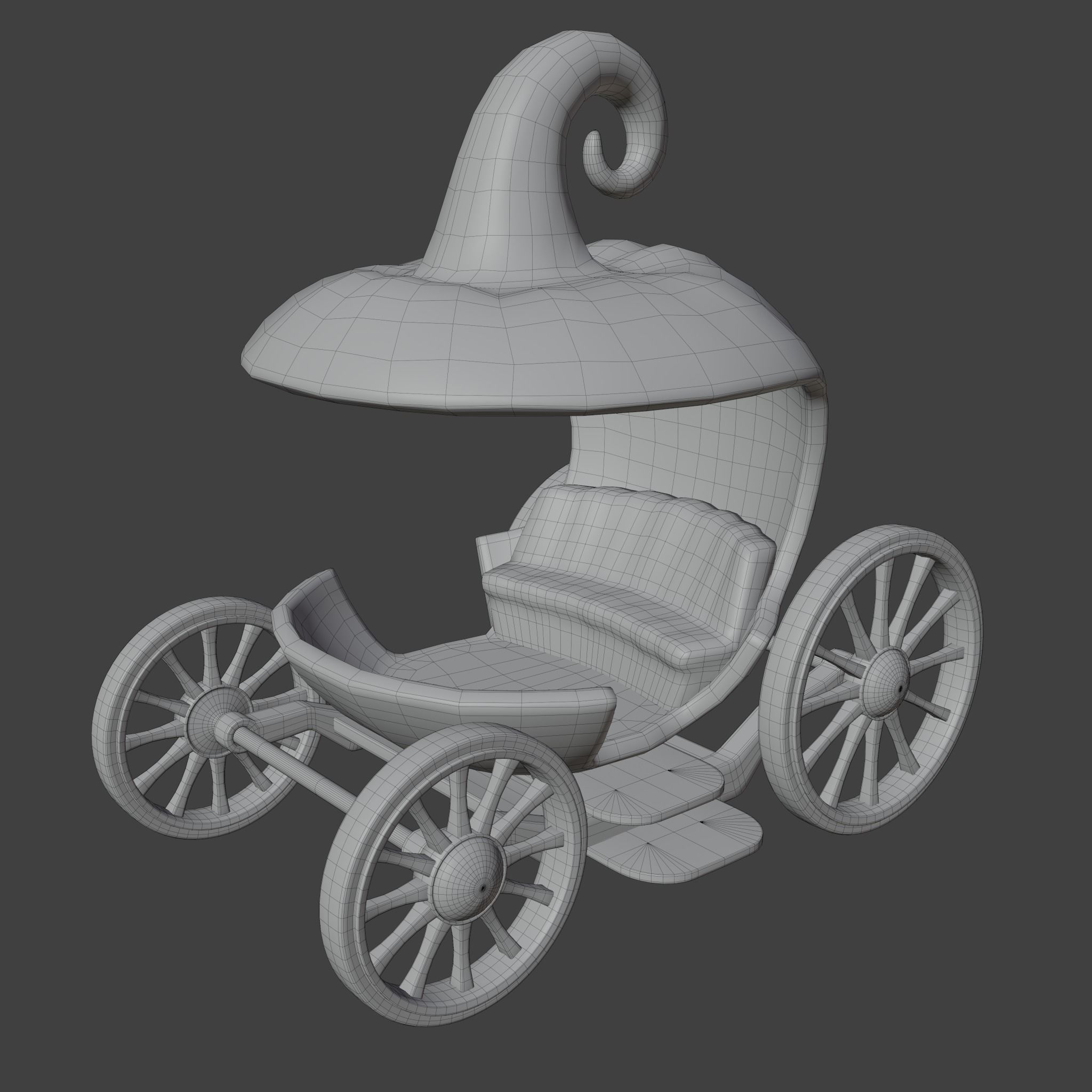 Pumpkin Barouche Low-poly 3D model_5