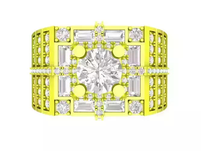 A7705 Korean Style Luxury Baguette Diamond Men Ring