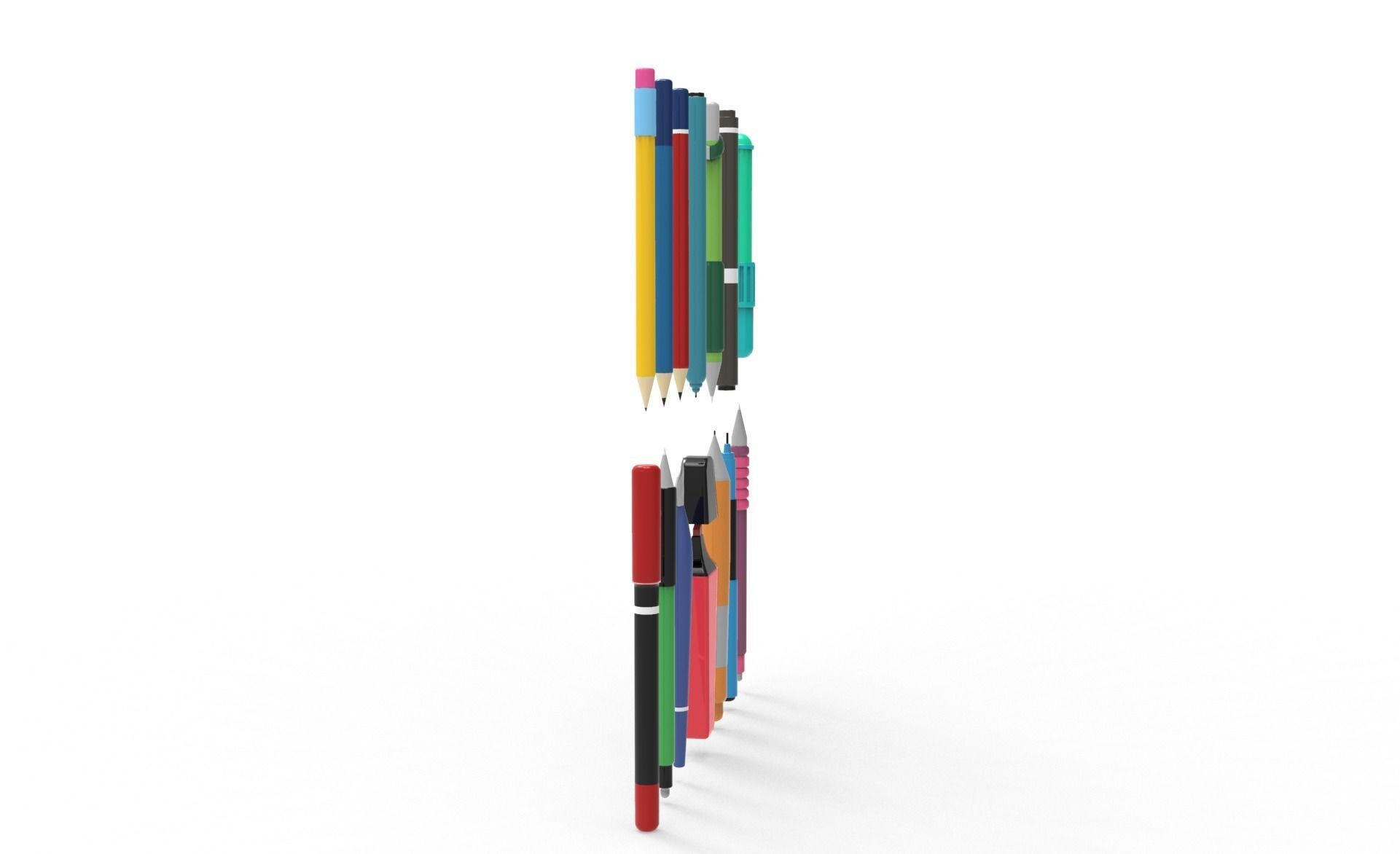 Pen school supplies collection 1 Low-poly 3D model_12