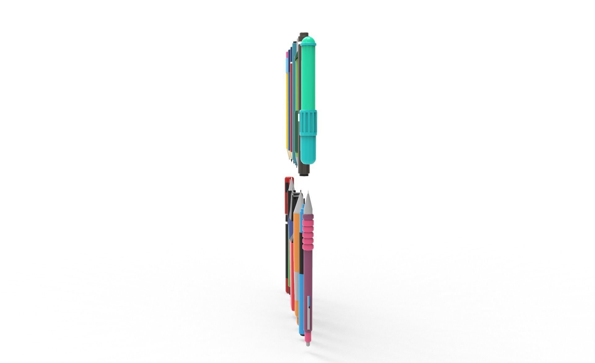 Pen school supplies collection 1 Low-poly 3D model_4