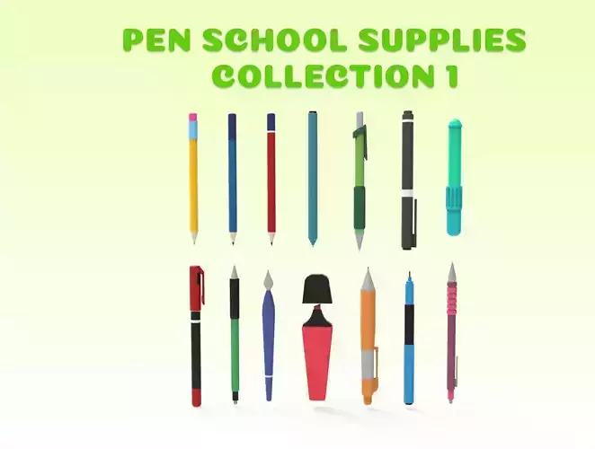 Pen school supplies collection 1