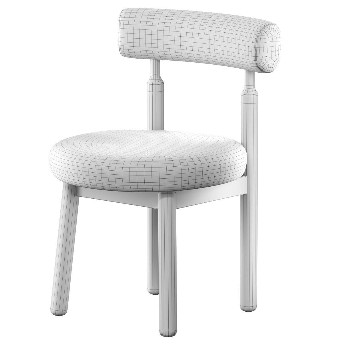 Chair with boucle fabric 3D model_1