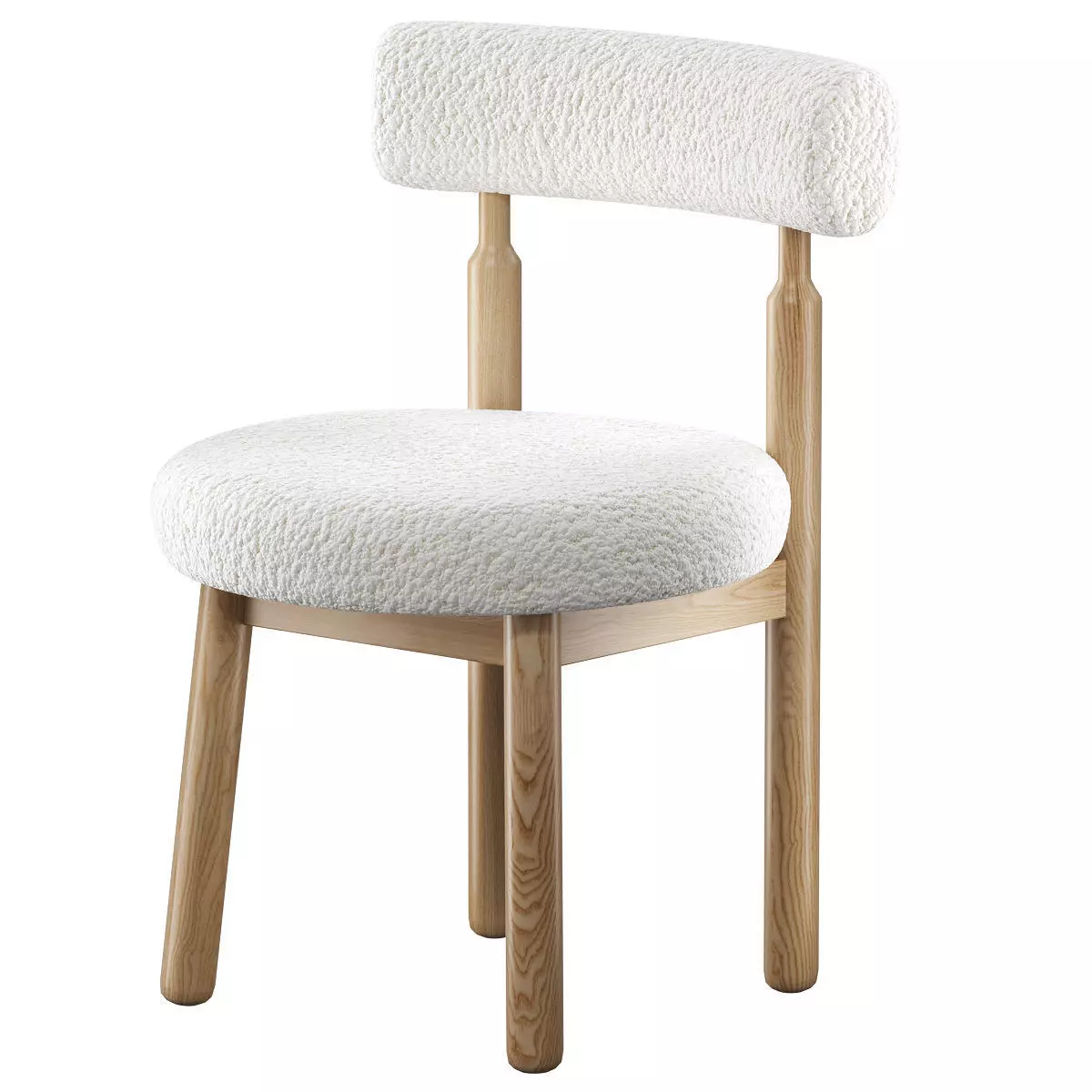 Chair with boucle fabric 3D model_0