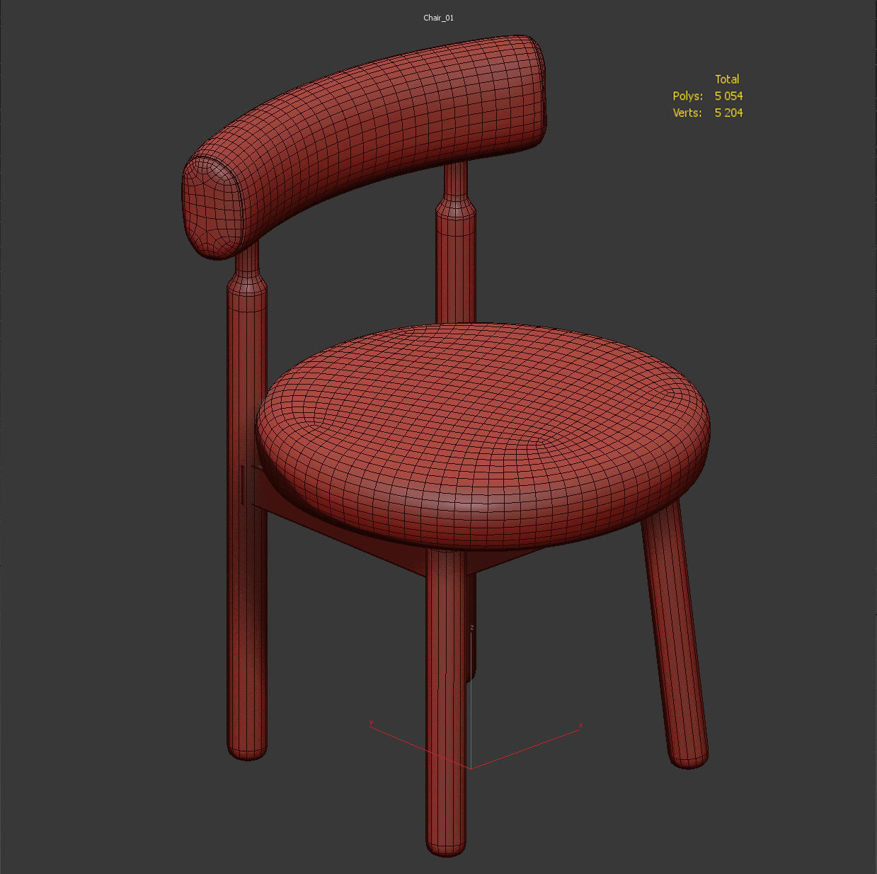 Chair with boucle fabric 3D model_3