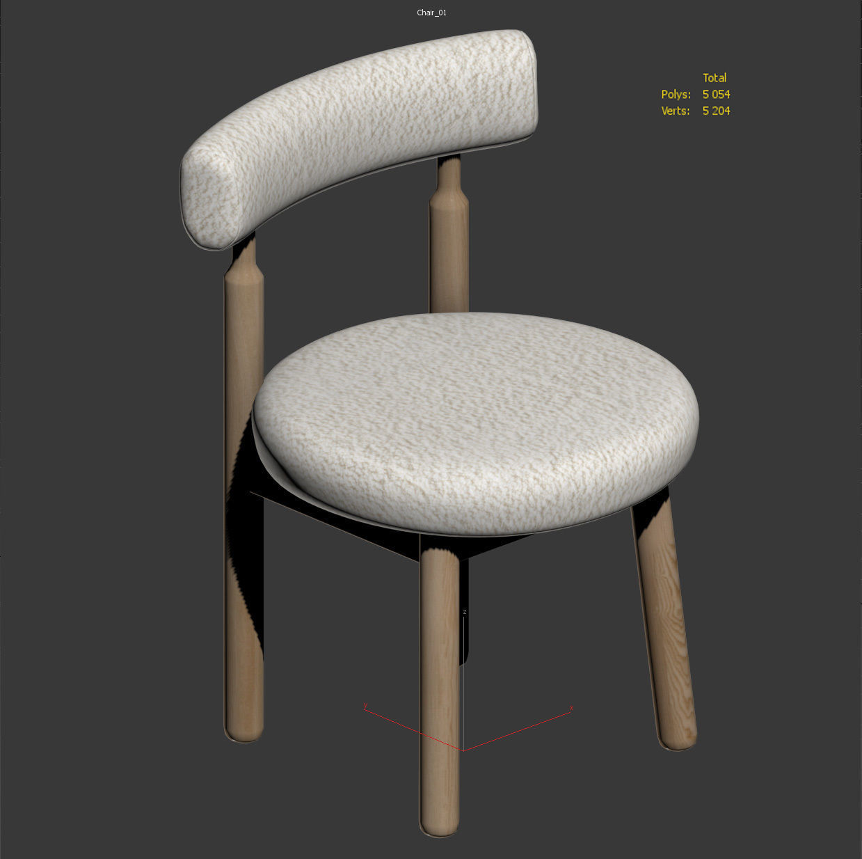 Chair with boucle fabric 3D model_2