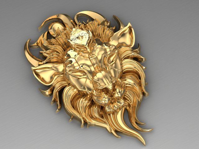 Wounded lion necklace 3D print model_4