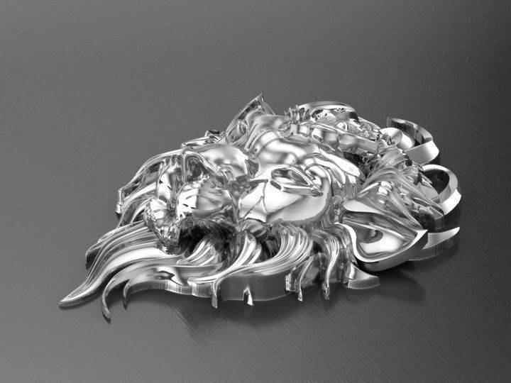 Wounded lion necklace 3D print model_8