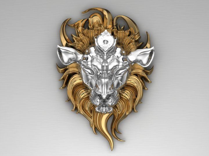 Wounded lion necklace 3D print model_3