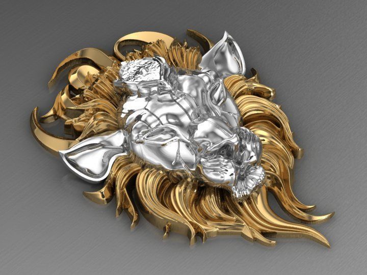 Wounded lion necklace 3D print model_2
