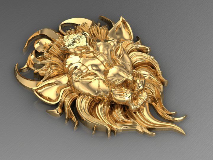 Wounded lion necklace 3D print model_7
