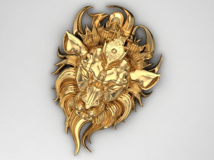 Wounded lion necklace 3D print model_5