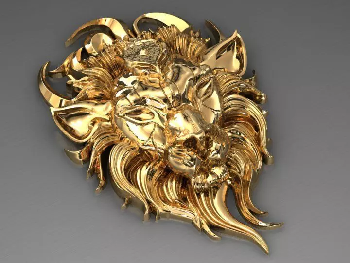 Wounded lion necklace 3D print model_0