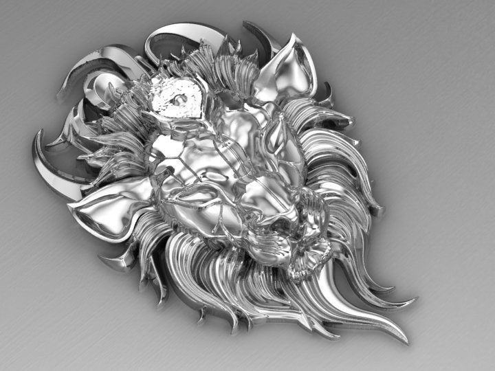 Wounded lion necklace 3D print model_1