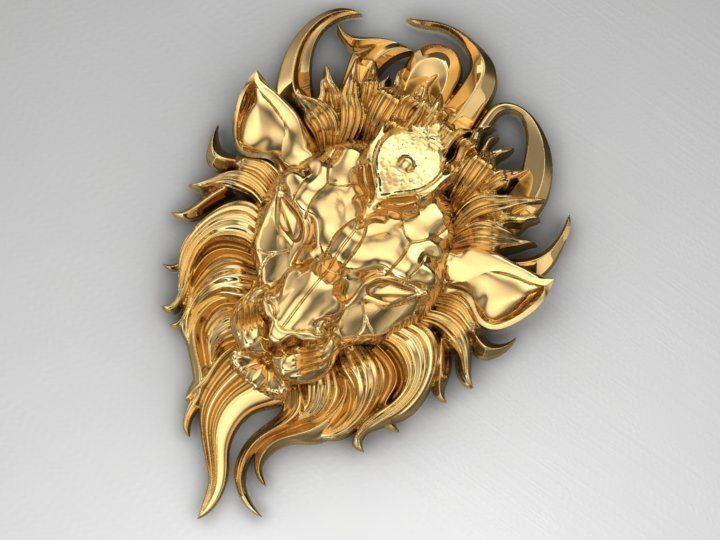 Wounded lion necklace 3D print model_6