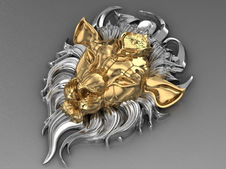 Wounded lion necklace 3D print model_9