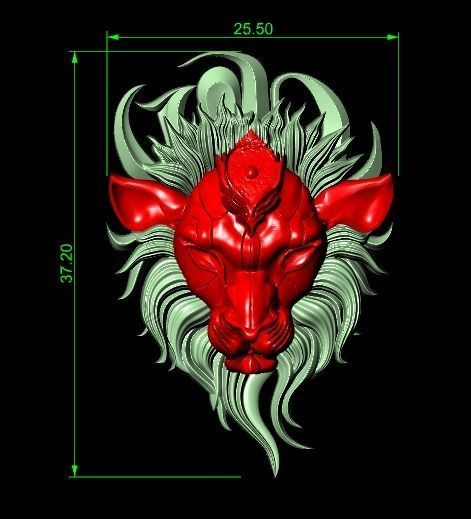 Wounded lion necklace 3D print model_16