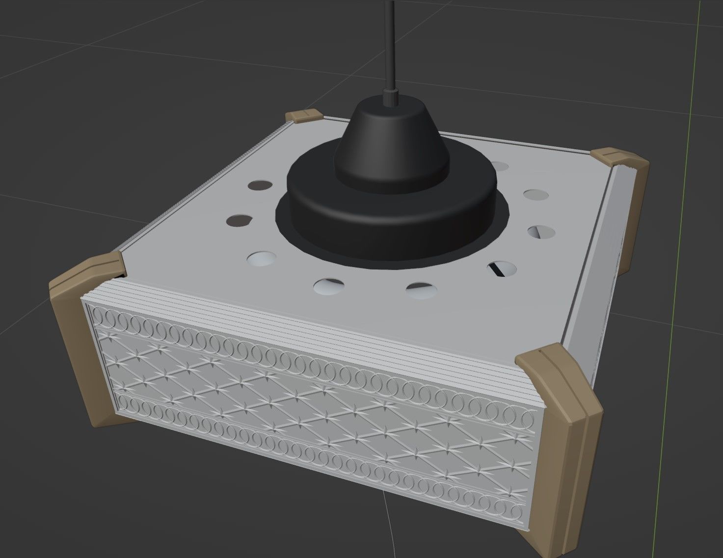 Japanese old Ceiling light 3D model_8
