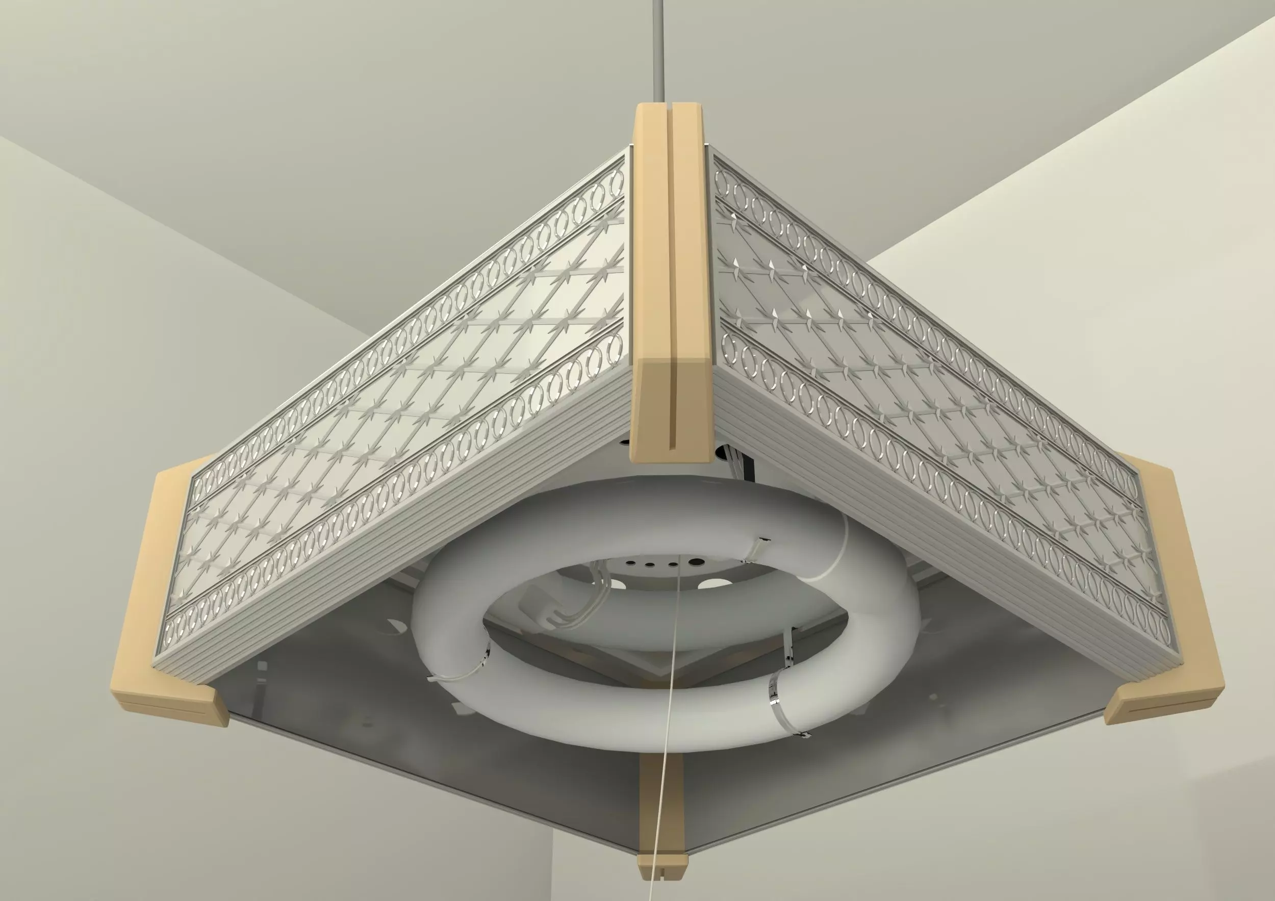 Japanese old Ceiling light 3D model_0