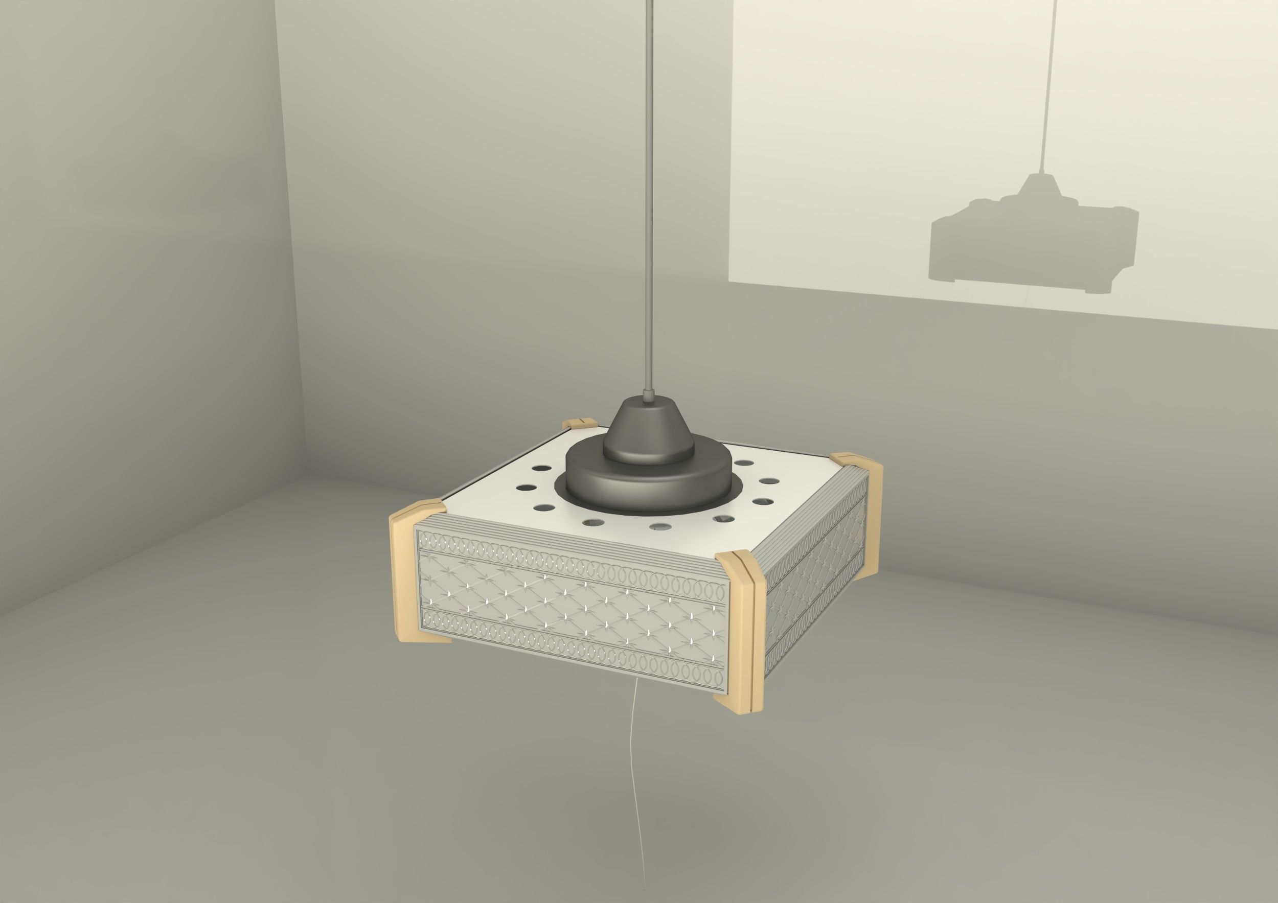 Japanese old Ceiling light 3D model_2