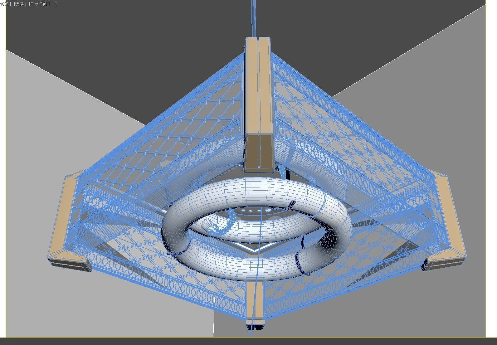 Japanese old Ceiling light 3D model_4