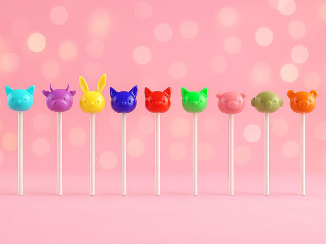 Sweet Lollipops collection v001 Low-poly 3D model