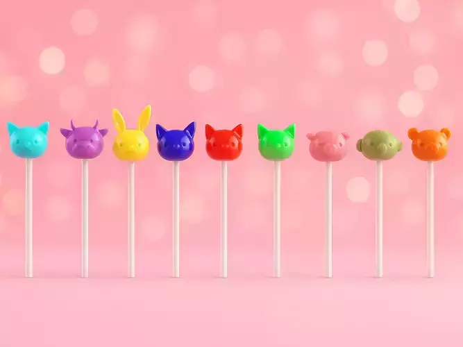 Sweet Lollipops collection v001 Low-poly 3D model