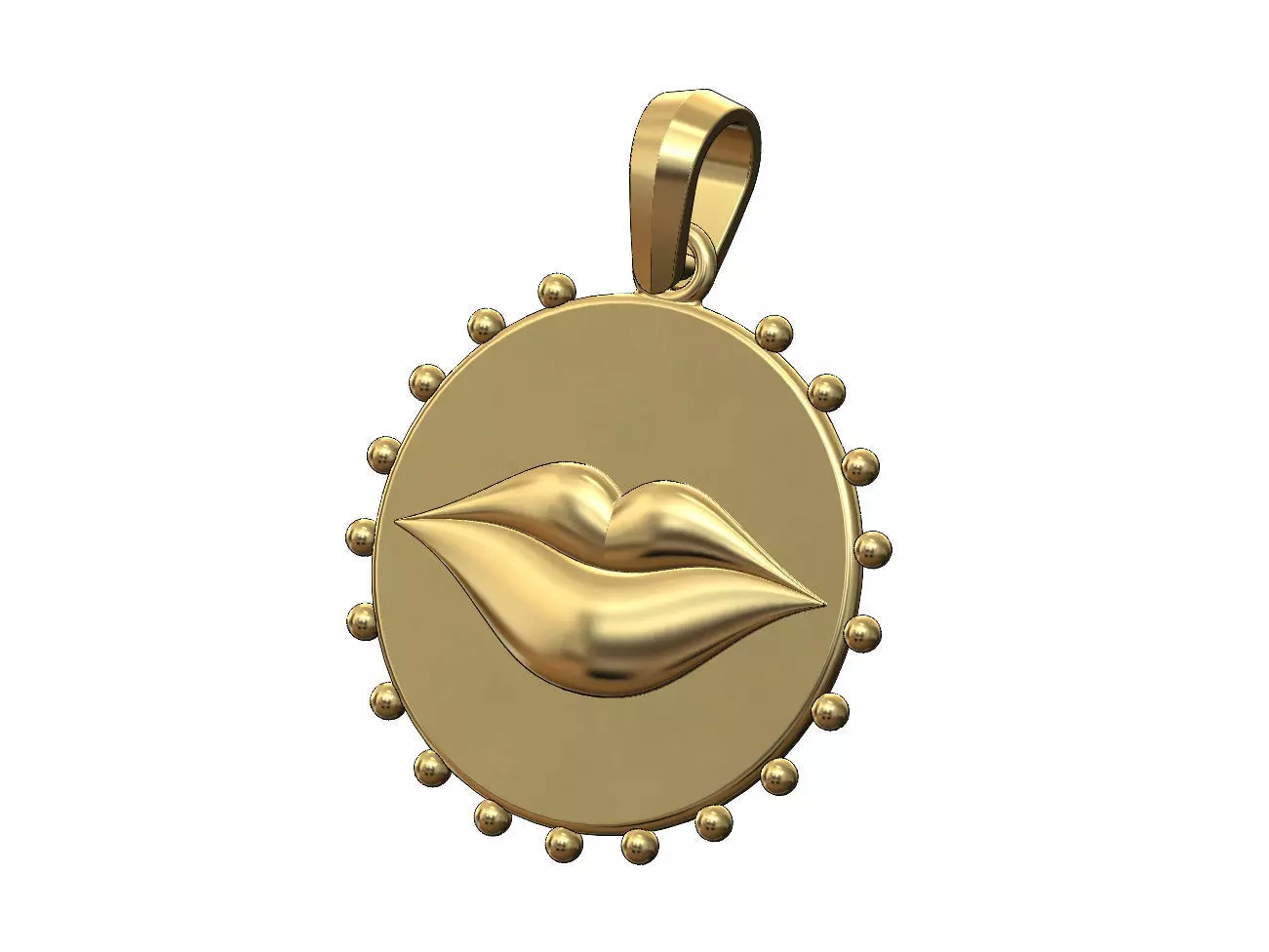 Beaded lips pendant with bail 3D print model